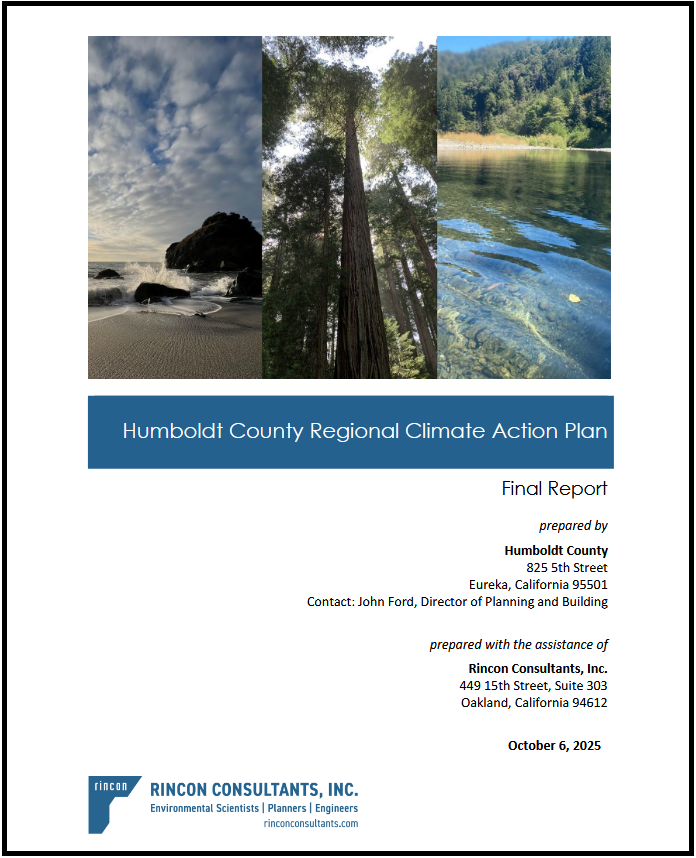 The cover page of the Regional Climate Action Plan includes images of a beach, a forest, and a river.