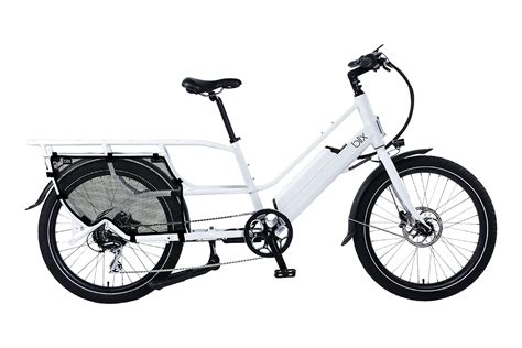 A white cargo e-bike